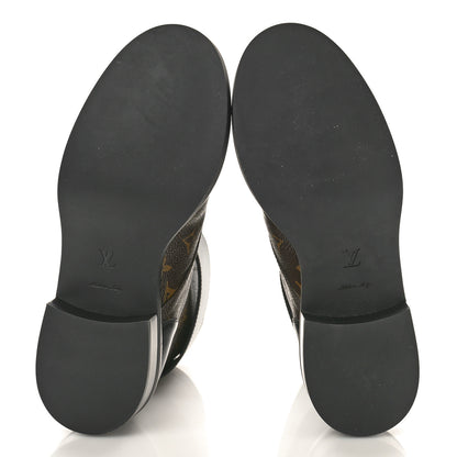 Louis Vuitton Calfskin Monogram Wonderland Flat Ranger Boots 38 Black 6 of 8