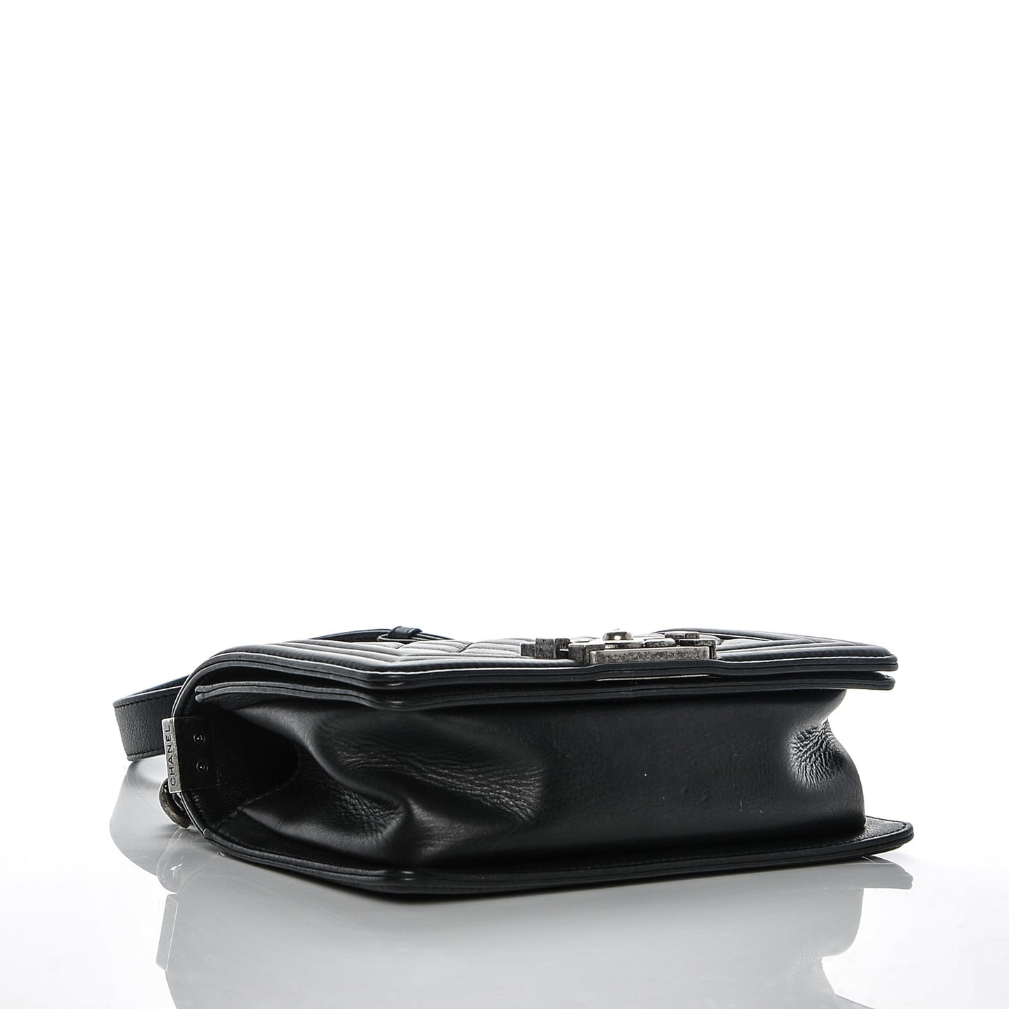 Calfskin Quilted Small Boy Flap Black