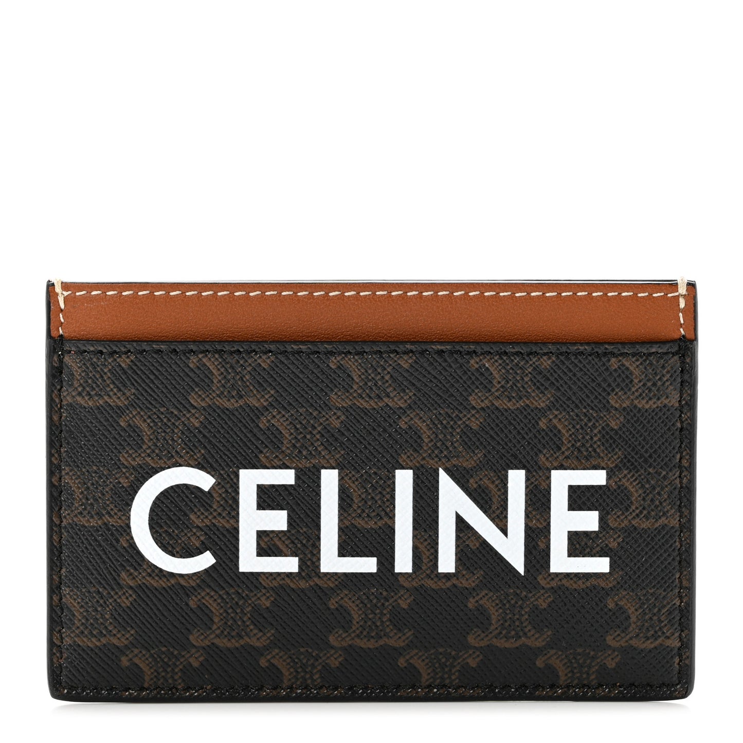 Triomphe Canvas Card Holder Tan