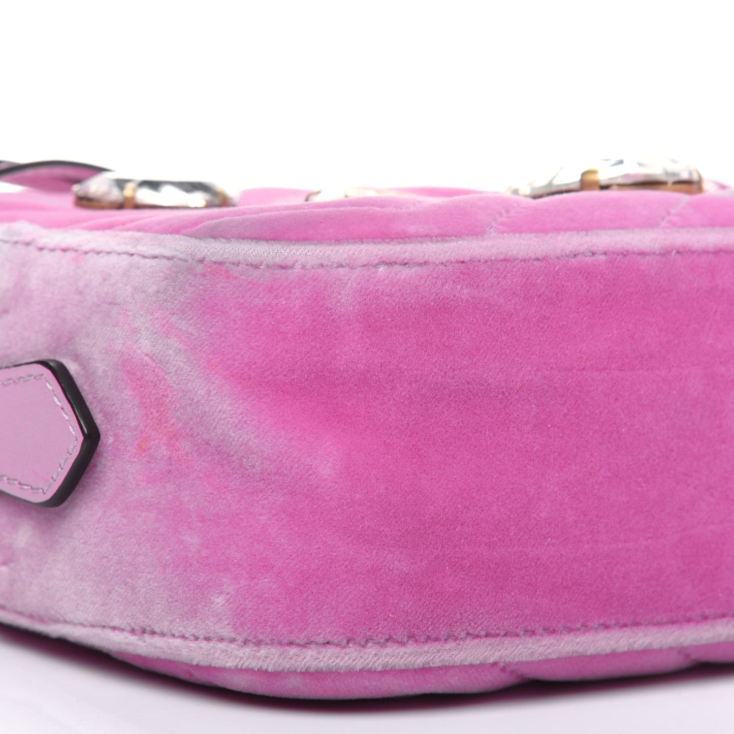 Velvet Matelasse Marquise Crystals Mini GG Marmont Chain Shoulder Bag Malva