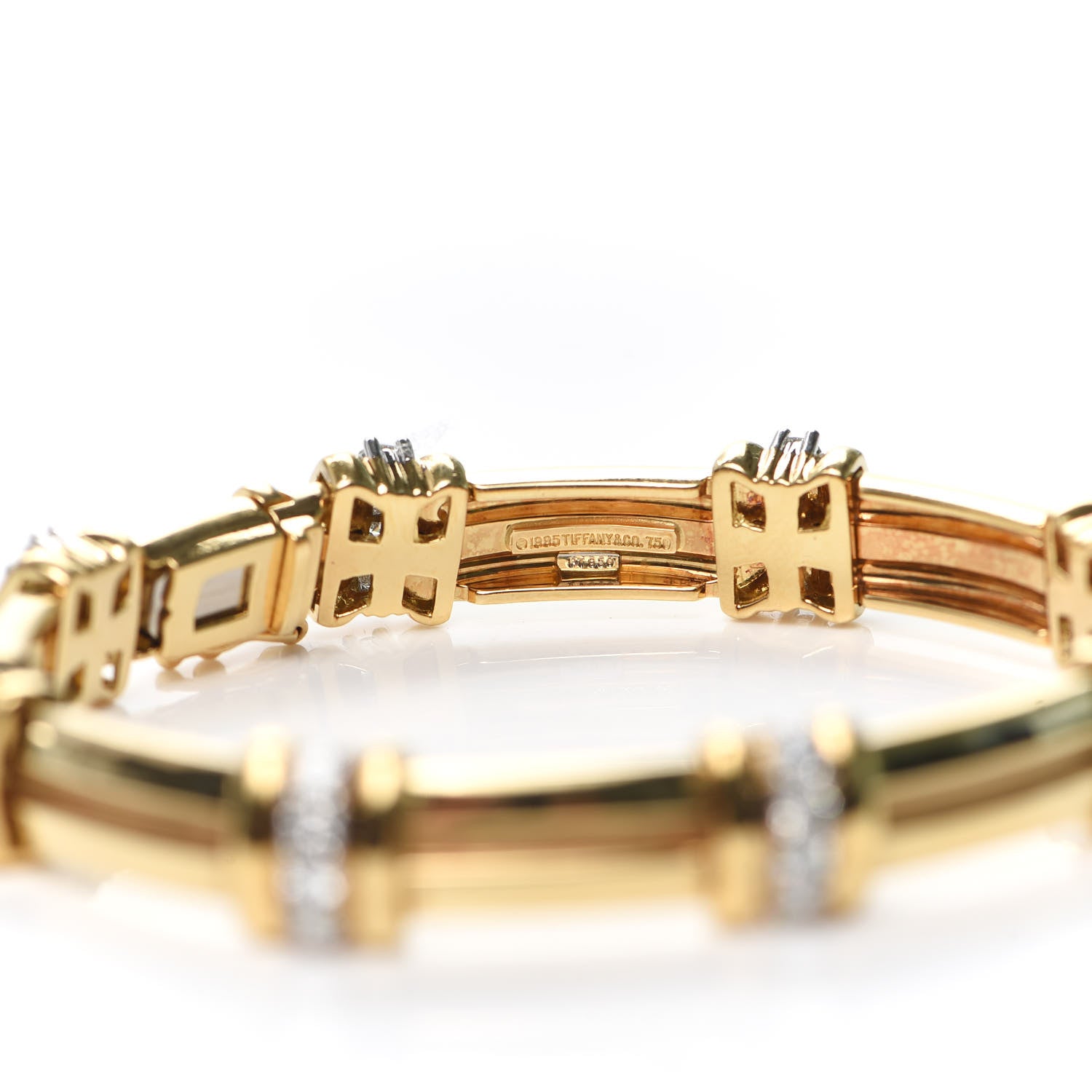Tiffany 18K Yellow Gold Platinum Diamond Atlas Bracelet 4 of 4