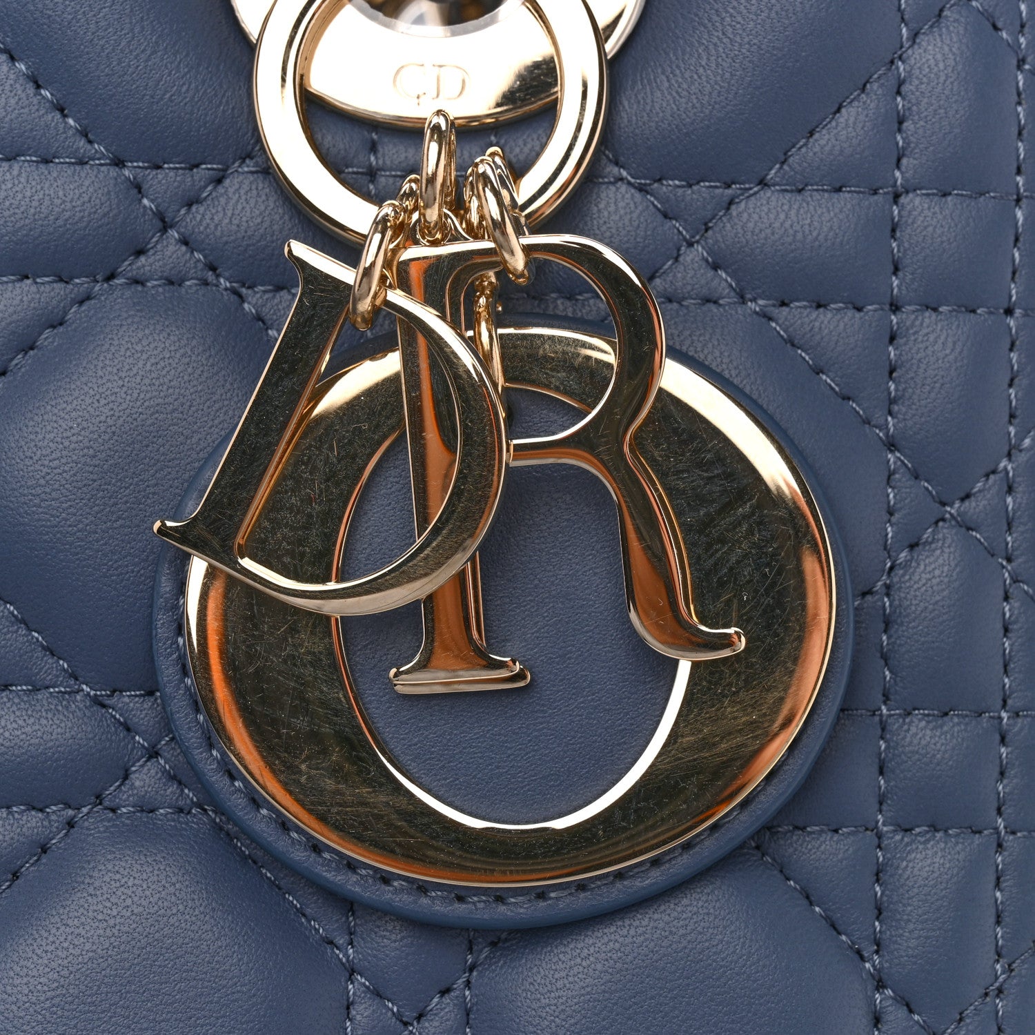 Christian Dior Lambskin Cannage Medium Lady Dior Denim Blue