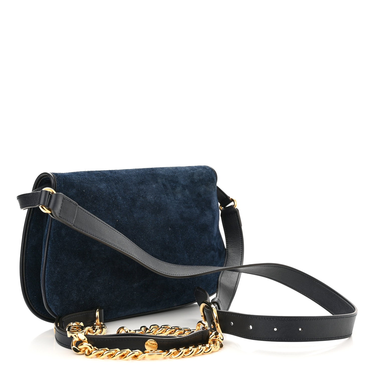Gucci Suede Talco Roxy Calfskin Blondie Chain Shoulder Flap Bag Blondie Blue 3 of 12