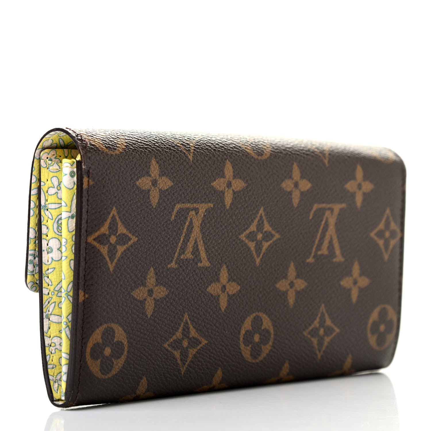 Louis Vuitton Monogram Fleuri Sarah Wallet Bright Green 3 of 9