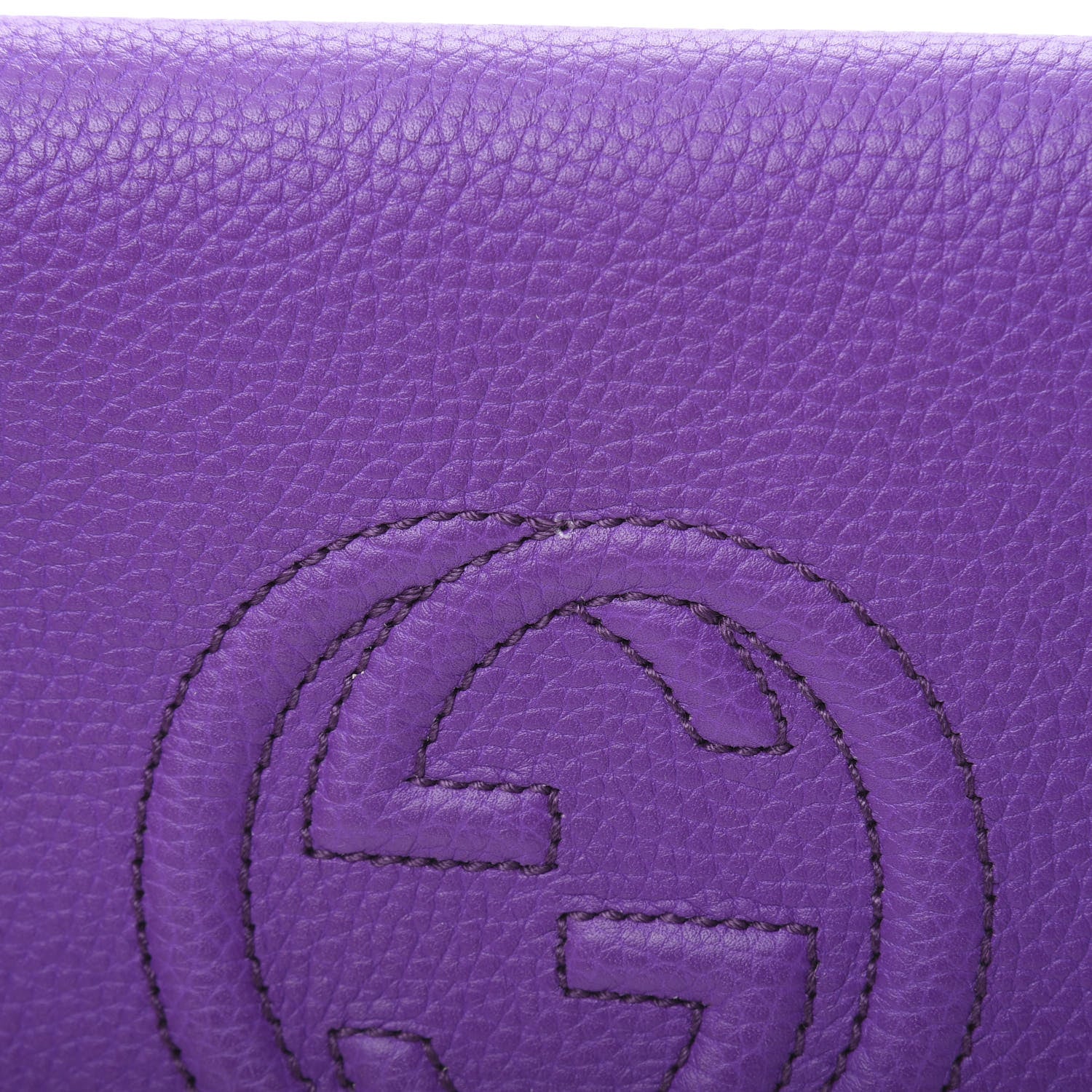 Gucci Pebbled Calfskin Medium Soho Clutch Shine Purple 10 of 11
