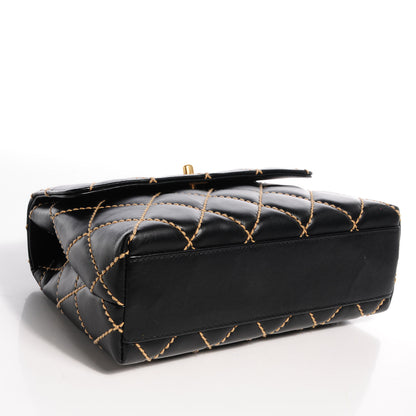 Chanel Leather Wild Stitch Kelly Flap Bag Black 4 of 8