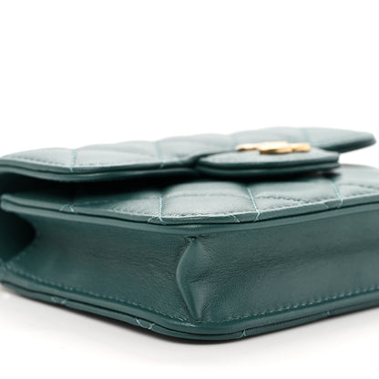 Chanel Lambskin Quilted Top Handle Flap Coin Purse With Chain Green 8 of 10