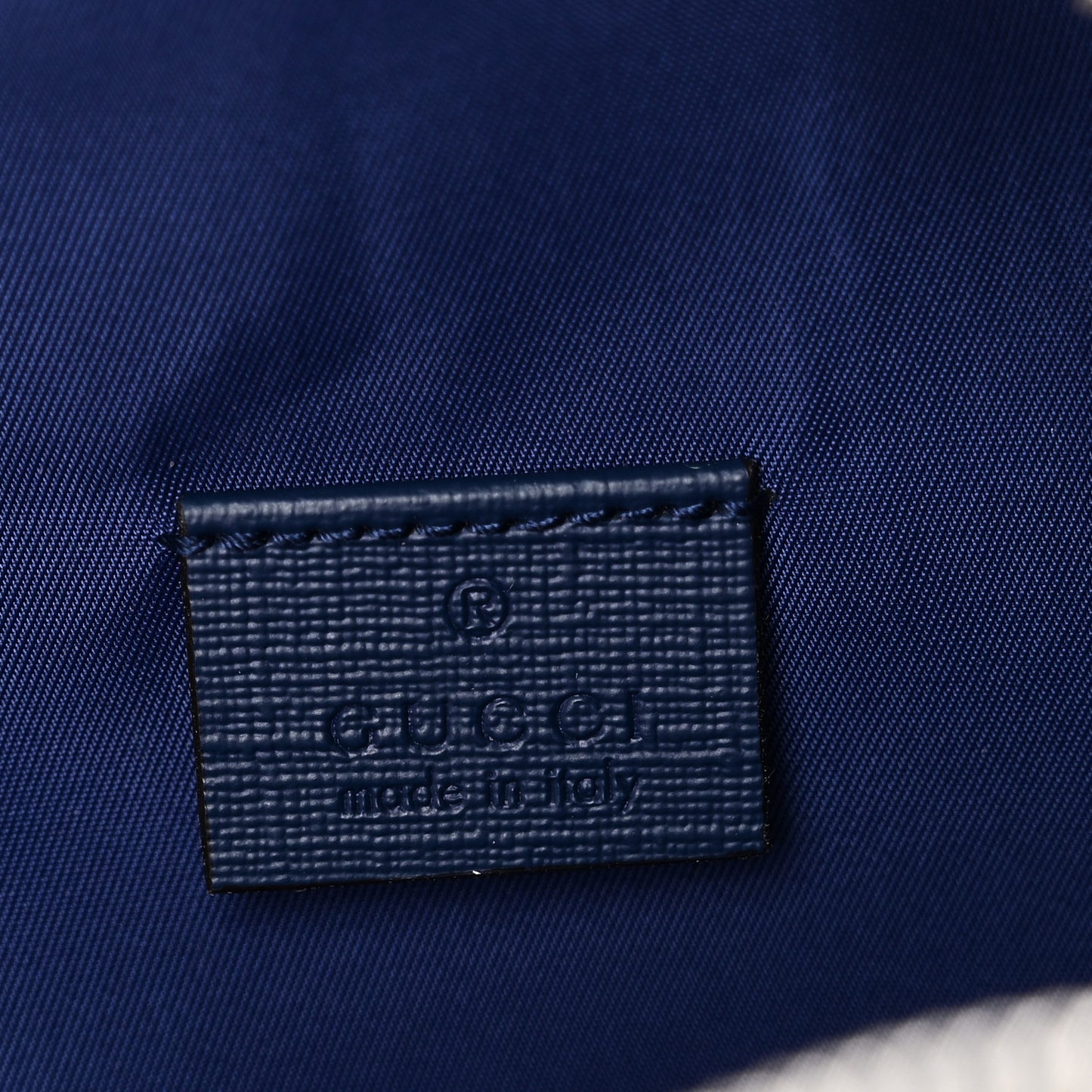 Textured Dollar Calfskin Web Debossed GG Kids Backpack Blue Agata