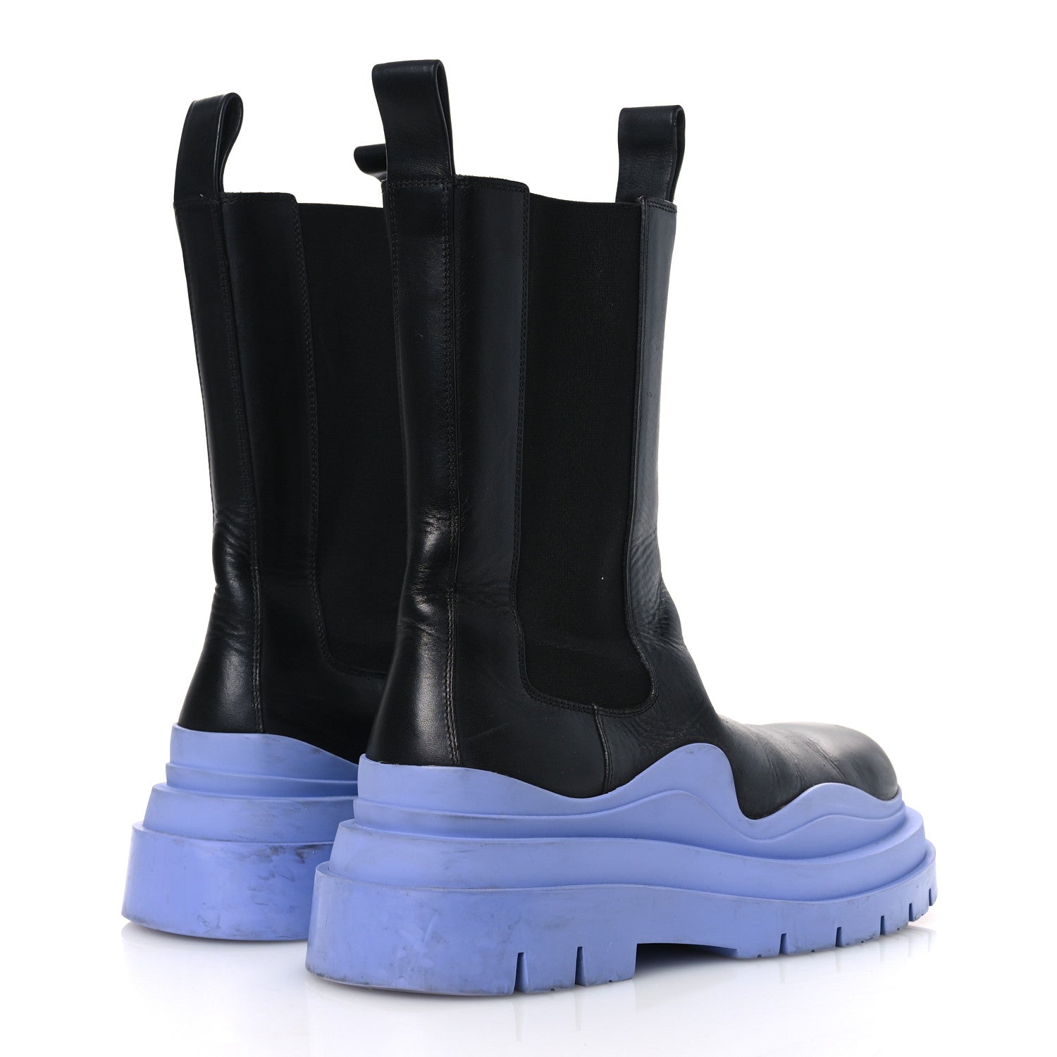Bottega Veneta Calfskin The Tire Chelsea Boots 40 Black Periwinkle
