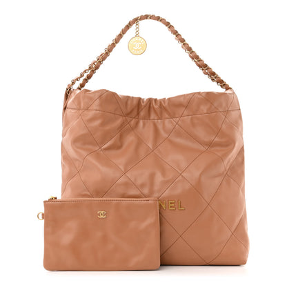Chanel Shiny Calfskin Quilted Chanel 22 Camel 3 of 11