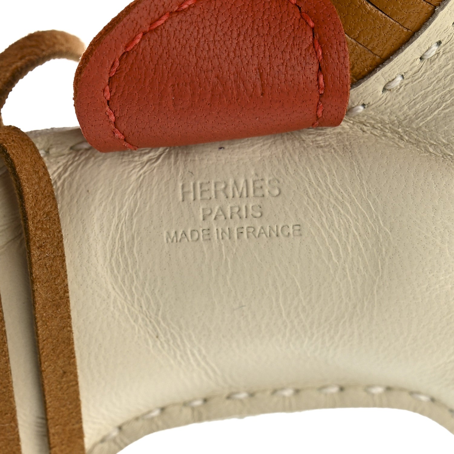 Hermes Milo Lambskin Grigri Rodeo Horse Bag Charm PM Craie Sesame Cornaline 3 of 3