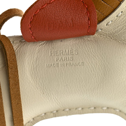 Hermes Milo Lambskin Grigri Rodeo Horse Bag Charm PM Craie Sesame Cornaline 3 of 3
