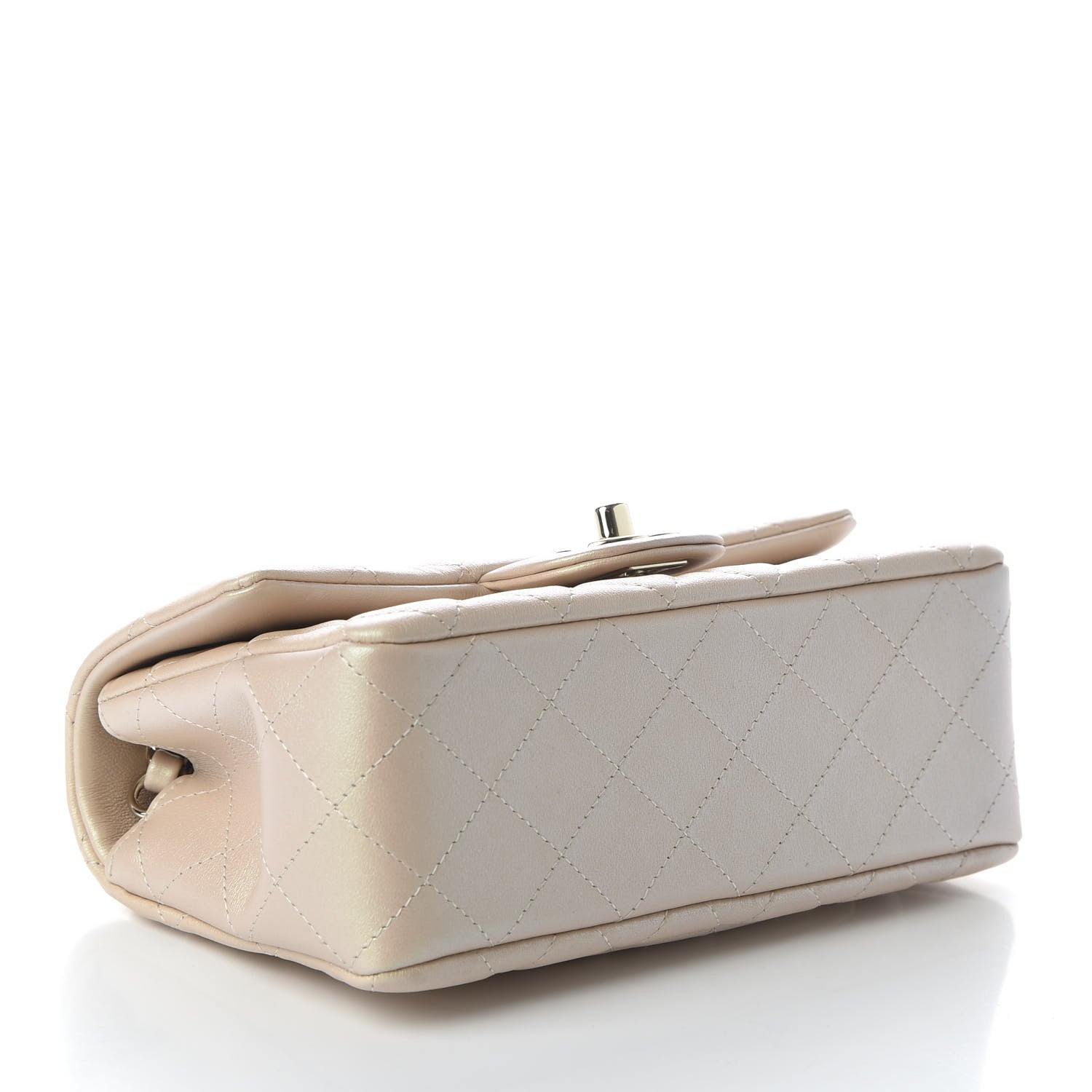 Chanel Iridescent Calfskin Quilted Mini Rectangular Flap Beige 4 of 10
