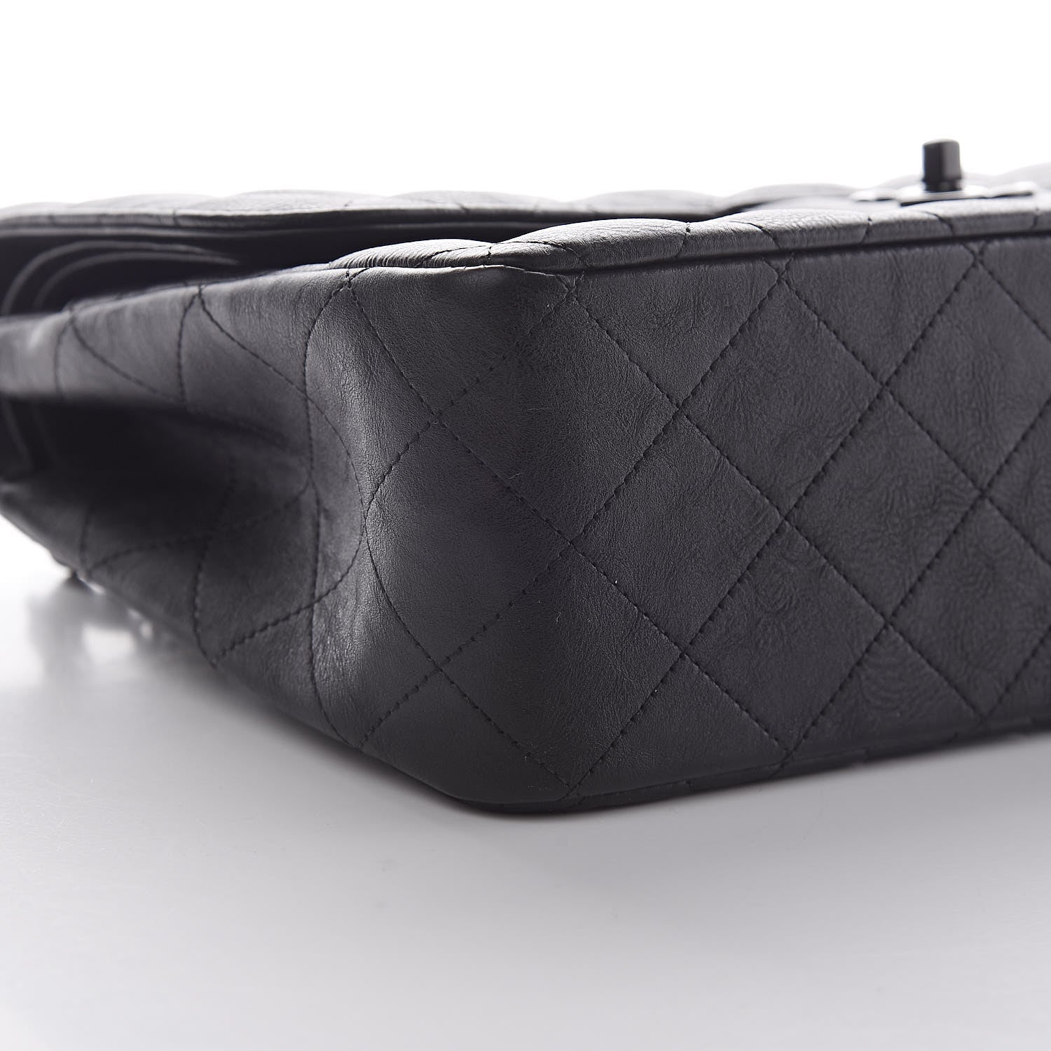 Chanel Crumpled Calfskin Quilted Jumbo Double Flap So Black 9 of 11