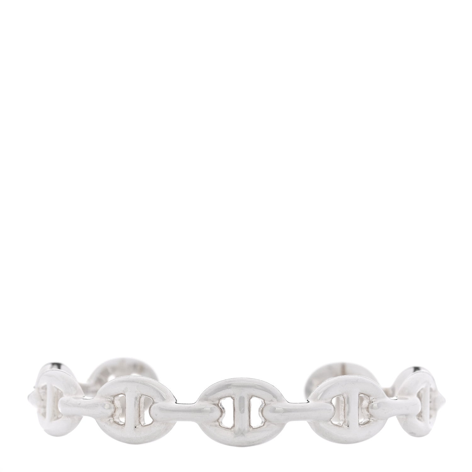 Hermes Sterling Silver MM Chaine d'Ancre Enchainee Cuff Bracelet ST 1 of 5