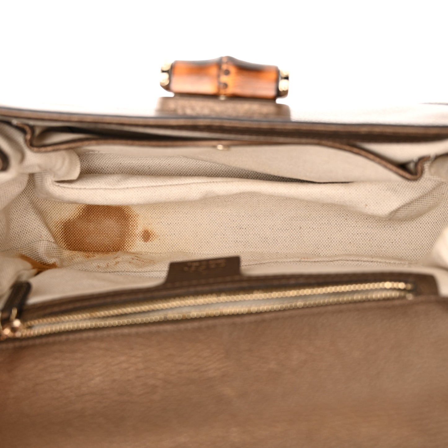 Metallic Calfskin Medium New Bamboo Top Handle Bag Bronze