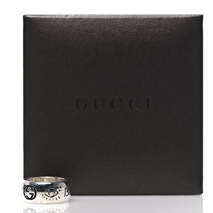 Gucci Sterling Silver Blind for Love Band Ring 53 6.25 7 of 7