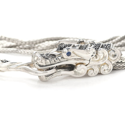 John Hardy Sterling Silver Black Spinel Sapphire Naga Dragon Multi Chain Necklace 4 of 5