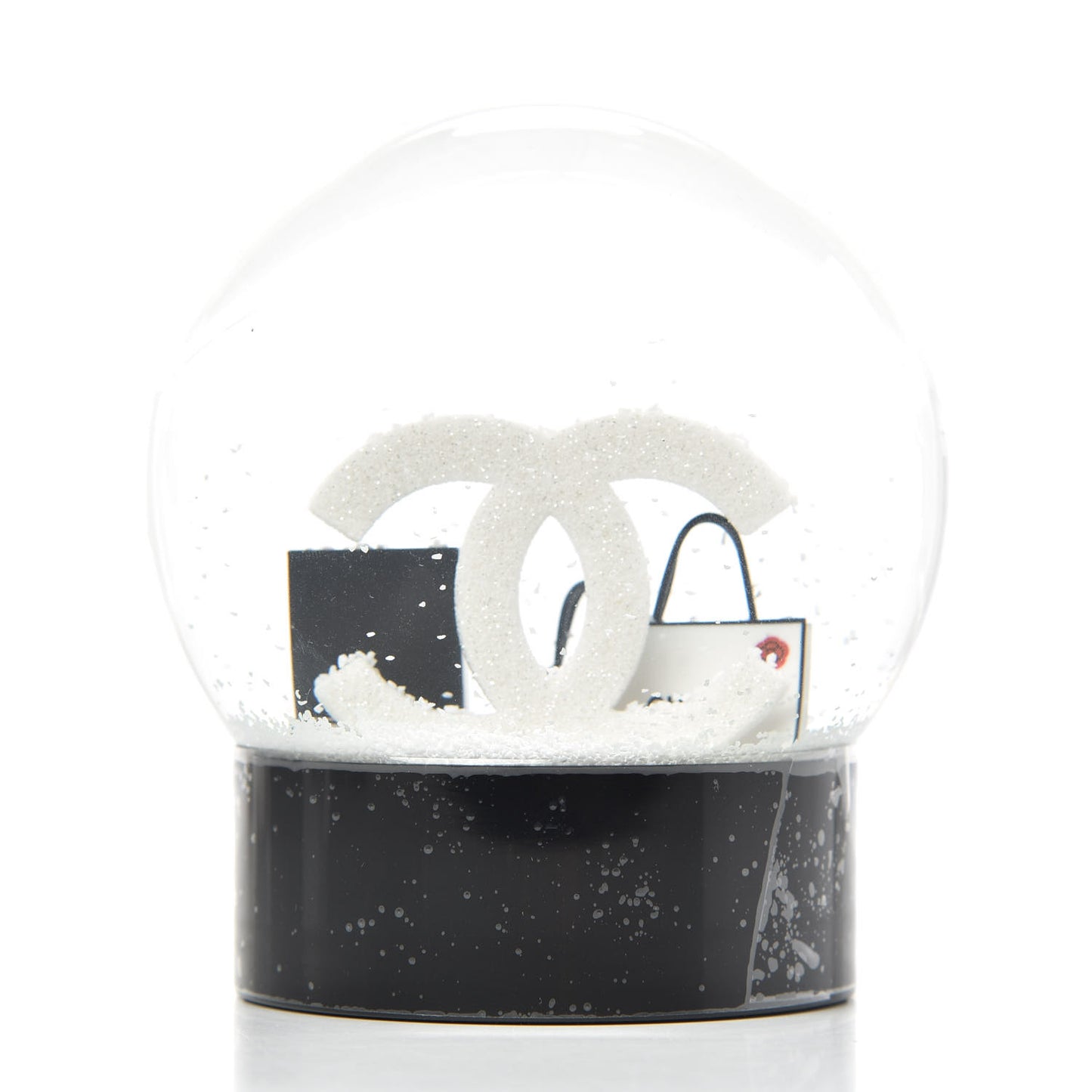 Glass CC Shopping Bag Snow Globe