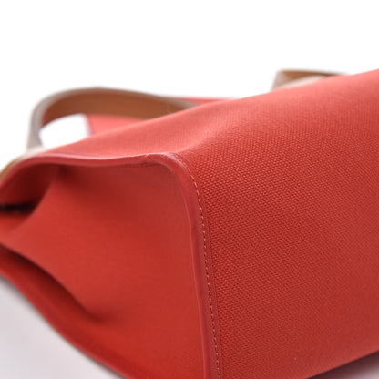 Hermes Vache Hunter Toile Herbag Zip 31 PM Rouge Tomate Natural 11 of 14