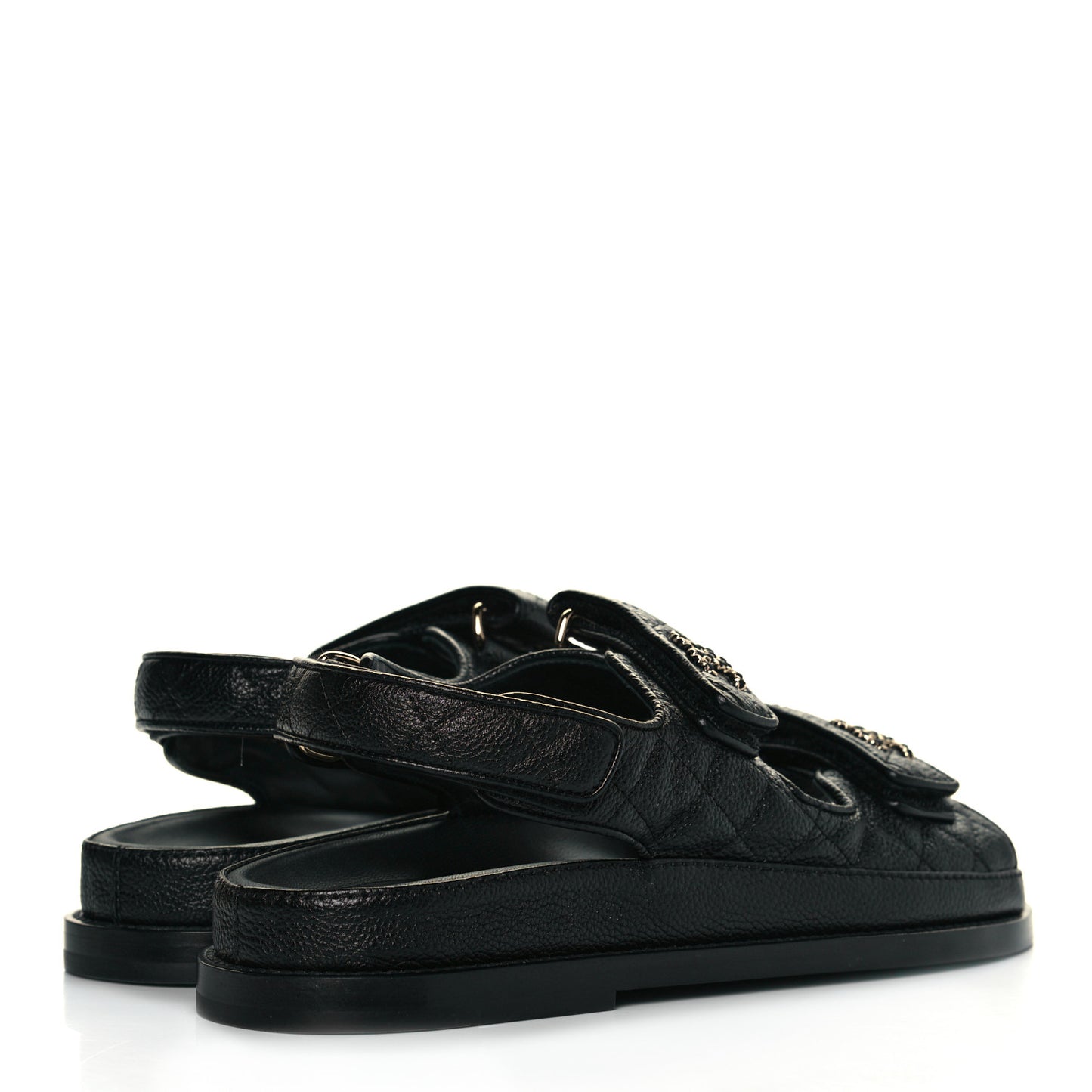 Grained Calfskin Velcro Dad Sandals 36.5 Black