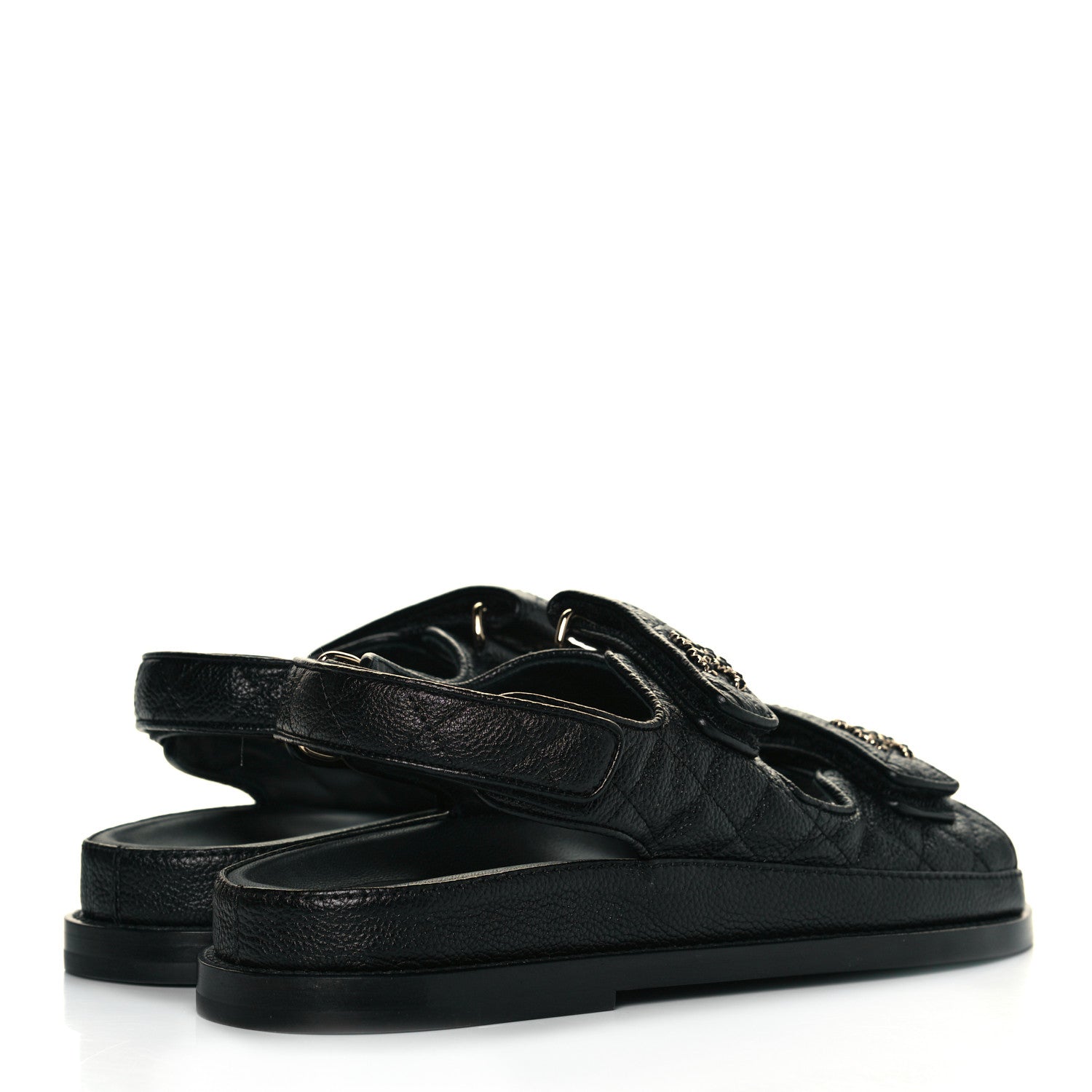 Chanel Grained Calfskin Velcro Dad Sandals 36.5 Black 4 of 8