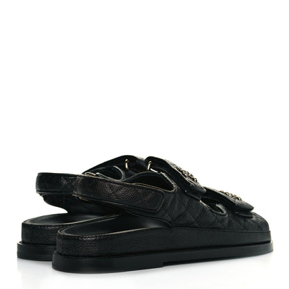 Chanel Grained Calfskin Velcro Dad Sandals 36.5 Black 4 of 8