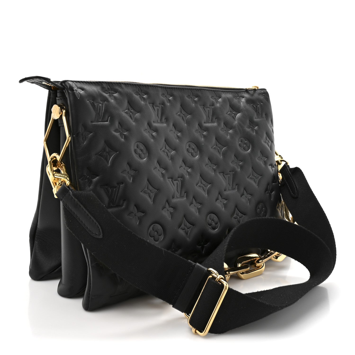 Louis Vuitton Lambskin Embossed Monogram Coussin MM Black 3 of 11