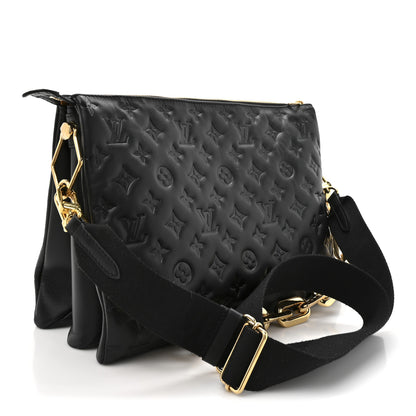 Louis Vuitton Lambskin Embossed Monogram Coussin MM Black 3 of 11