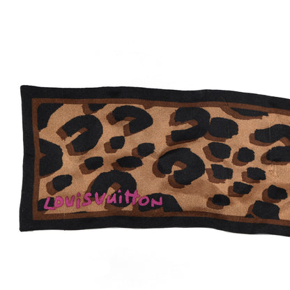 Louis Vuitton Silk Leopard Bandeau Scarf Marron 2 of 4
