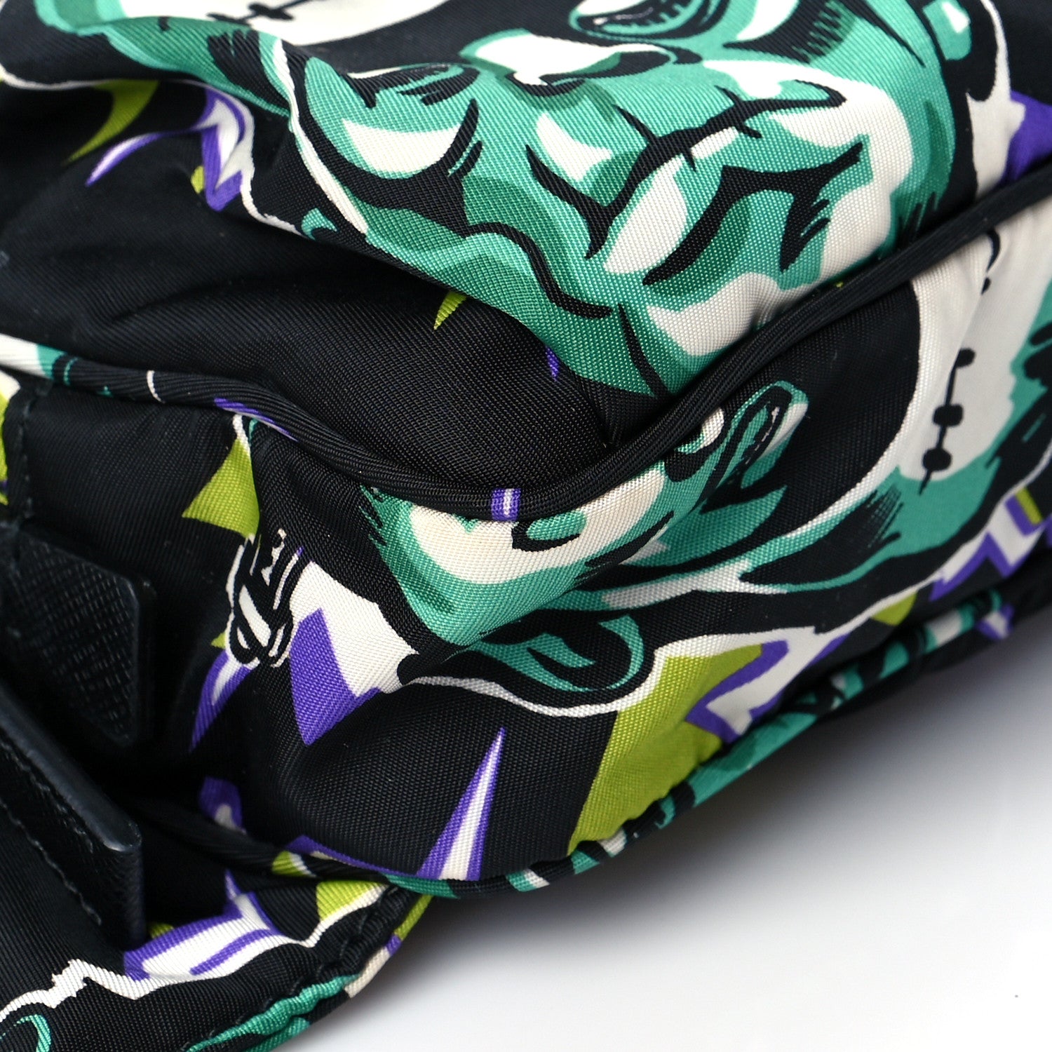 Prada X UNIVERSAL STUDIOS Tessuto Nylon Montagna Frankenstein Print Multi Zip Belt Bag Black Menta 8 of 9