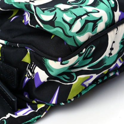 Prada X UNIVERSAL STUDIOS Tessuto Nylon Montagna Frankenstein Print Multi Zip Belt Bag Black Menta 8 of 9