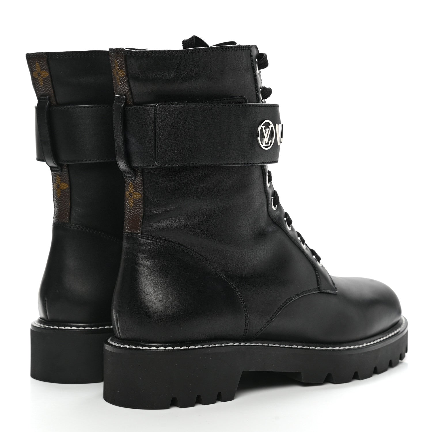 Louis Vuitton Calfskin Territory Flat Ranger Boots 40 Black 4 of 8