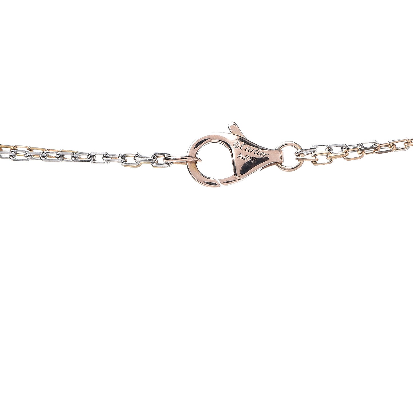 18K White Pink Gold Diamond Three Ring LOVE Pendant Necklace