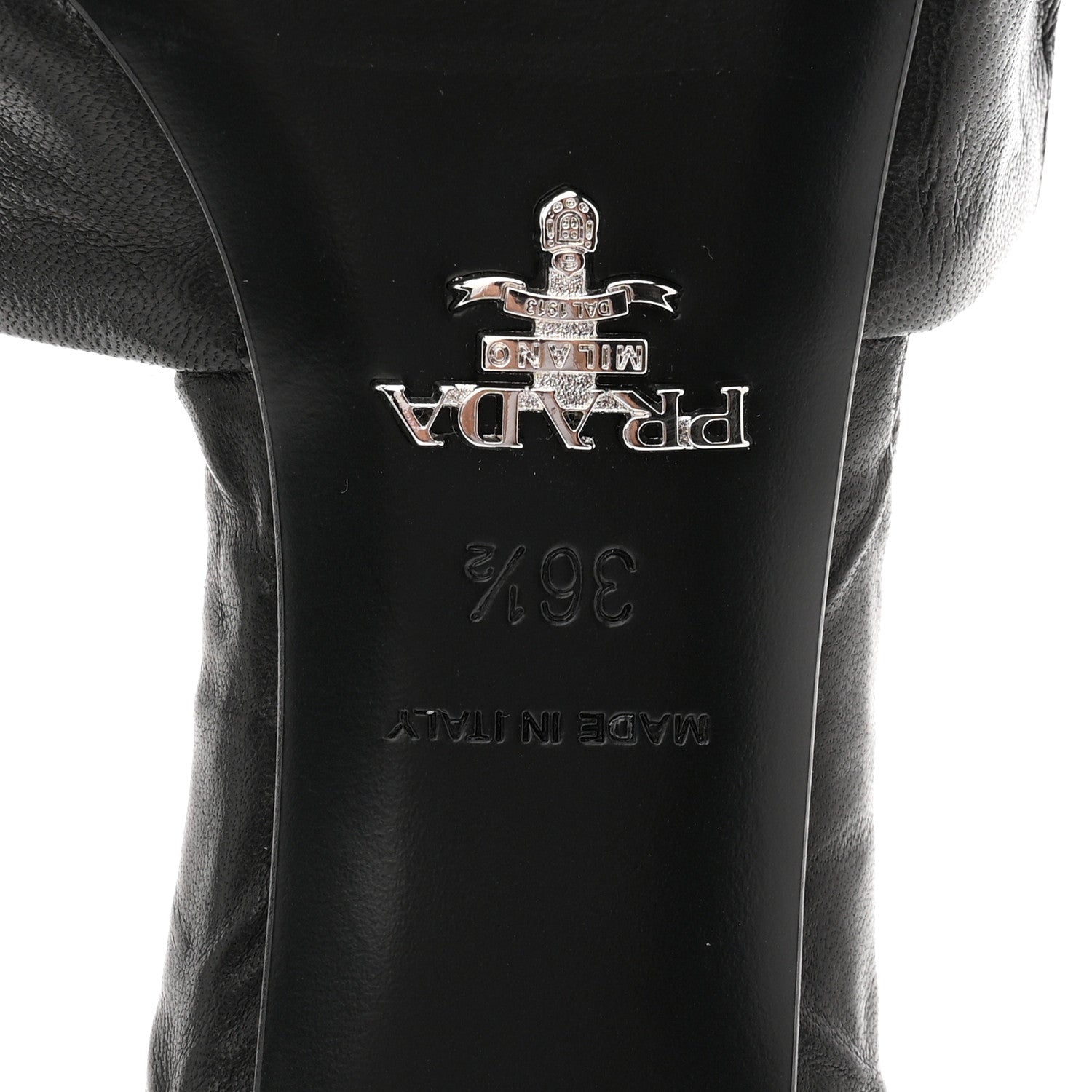 Prada Nappa Antique Metal Triangle Logo 55mm Slide Sandals 36.5 Black 7 of 9