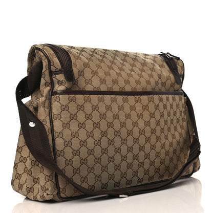 Gucci Monogram Natural Pigskin Large Diaper Bag Beige Ebony Cocoa Dark Chocolate 3 of 9