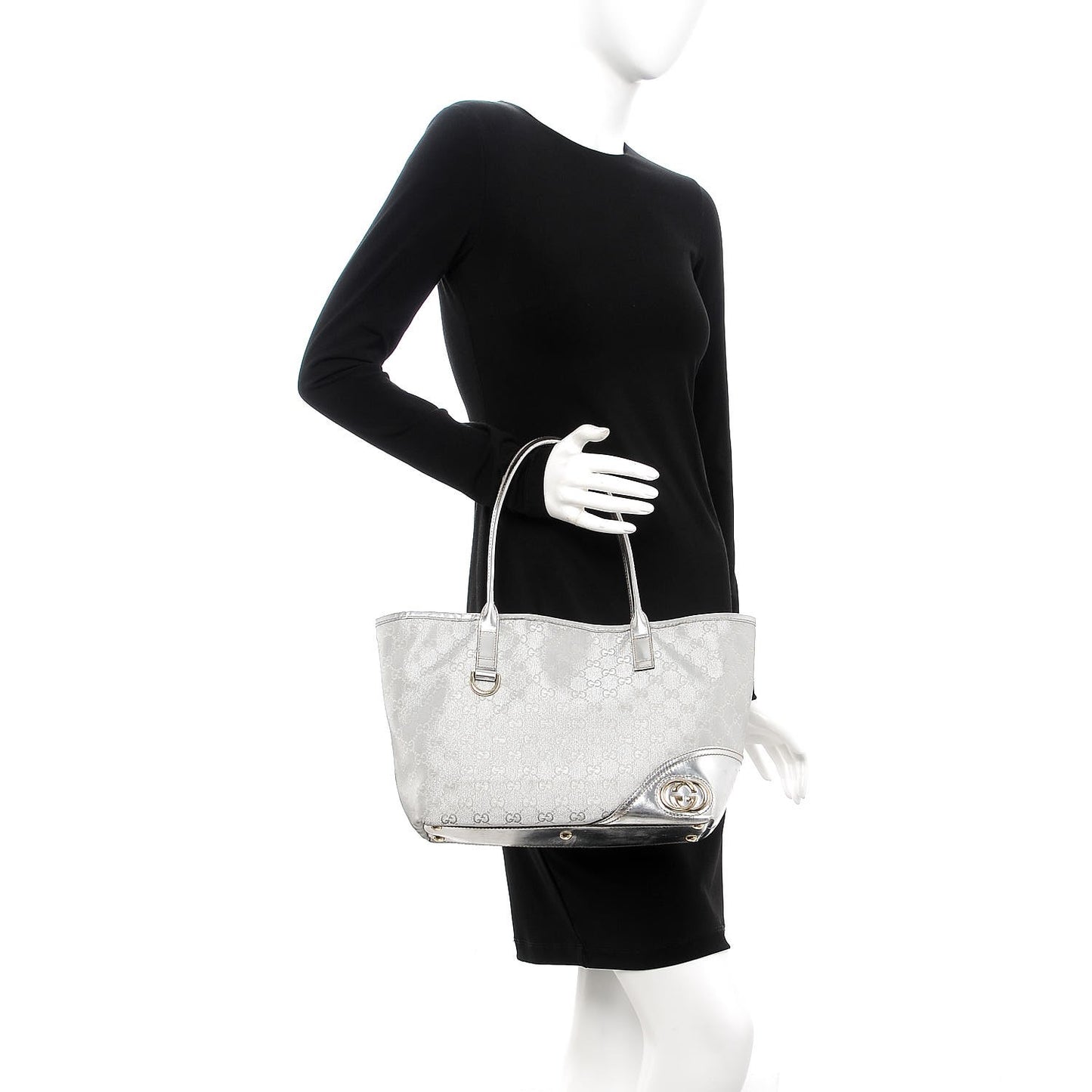 Metallic Monogram New Britt Medium Tote Silver