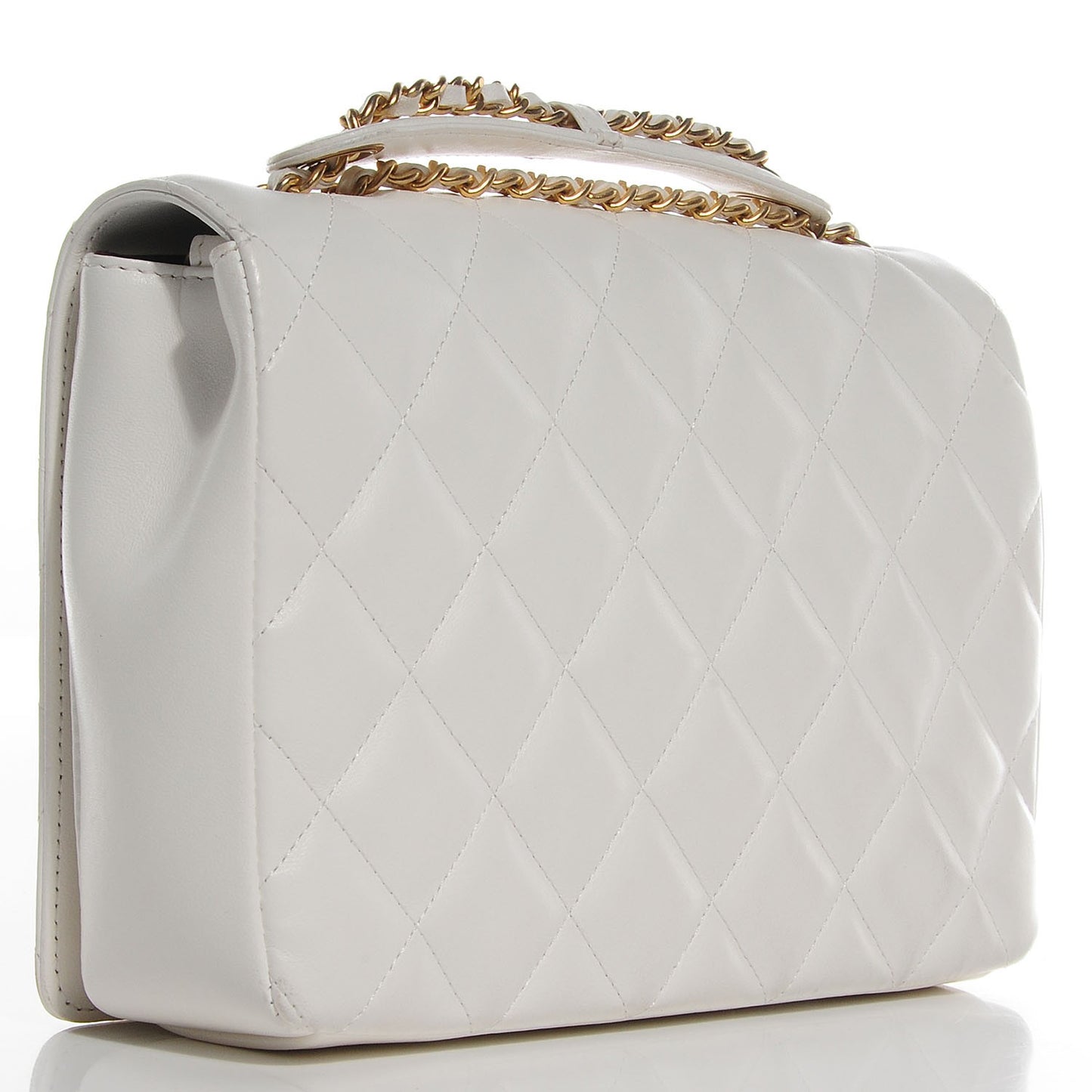 Lambskin Quilted Small Diamond CC Flap White