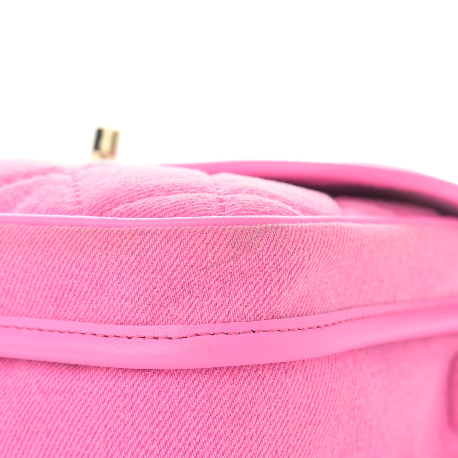 Chanel Denim Quilted Small Messenger Flap Neon Pink 11 of 13