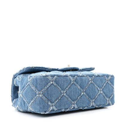Chanel Denim Quilted Medium Distressed Single Flap Blue 4 of 11