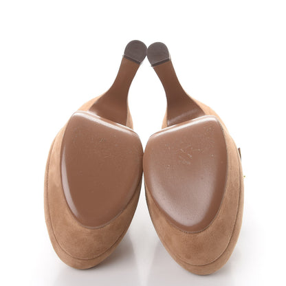 Saint Laurent Suede Palais Platform Mary Jane Pumps 37 Tan 7 of 14