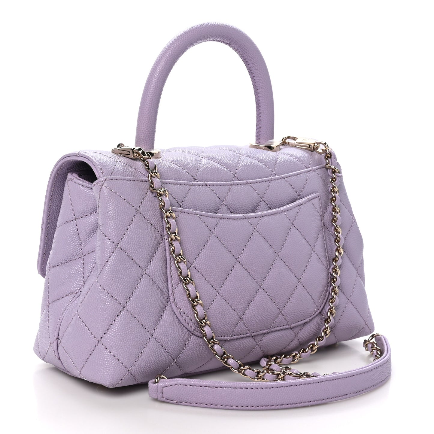 Caviar Quilted Mini Coco Handle Flap Light Purple