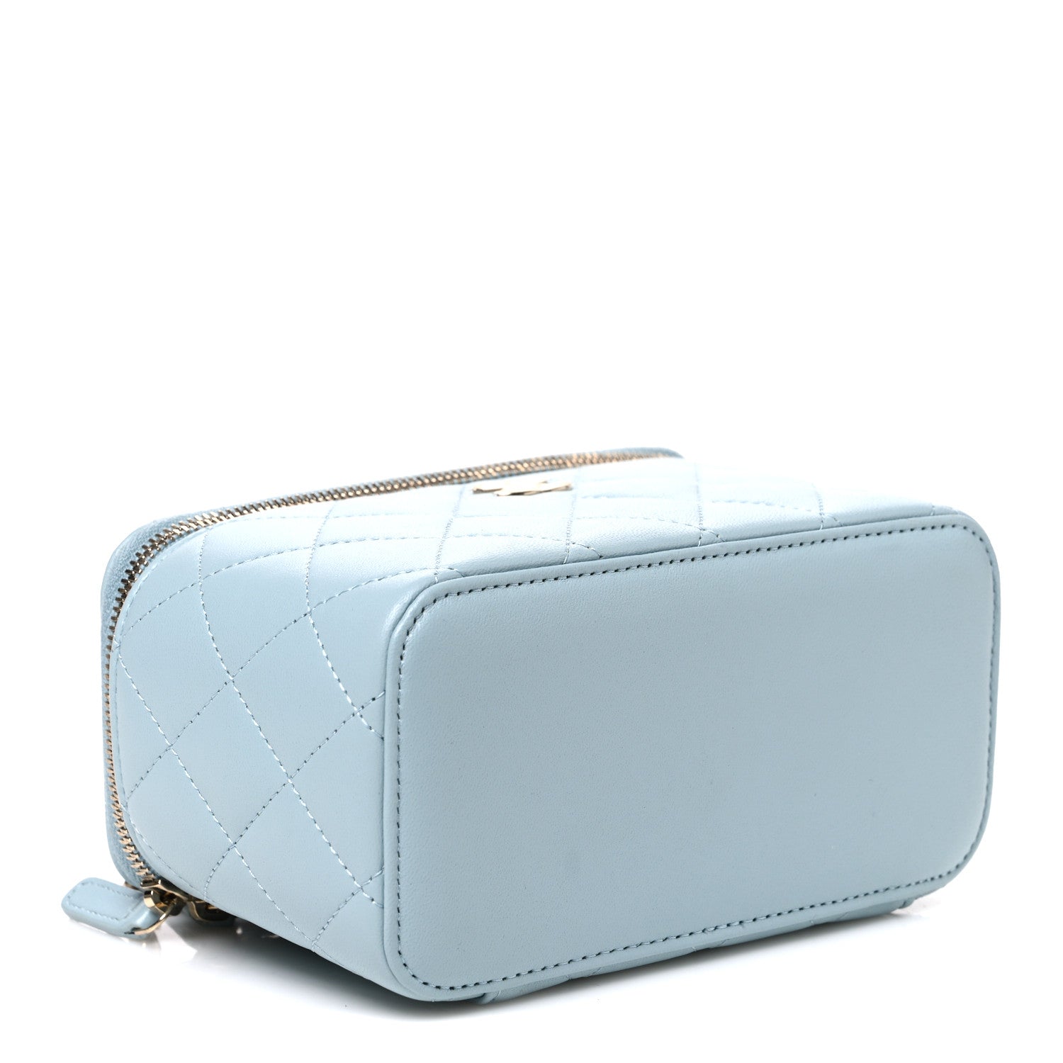 Chanel Lambskin Quilted Small Top Handle Vanity Case With Chain Light Blue 4 of 10