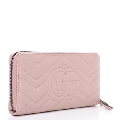 Gucci Calfskin Matelasse GG Marmont Zip Around Wallet Perfect Pink 2 of 7