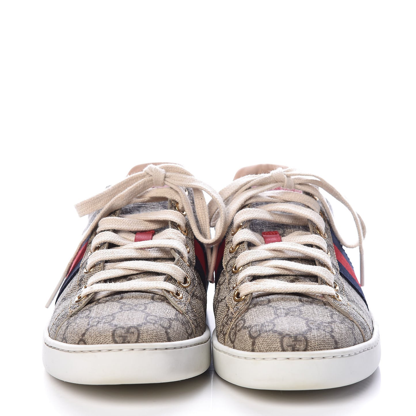 GG Supreme Monogram Womens Ace Low-Top Sneaker 38 Beige