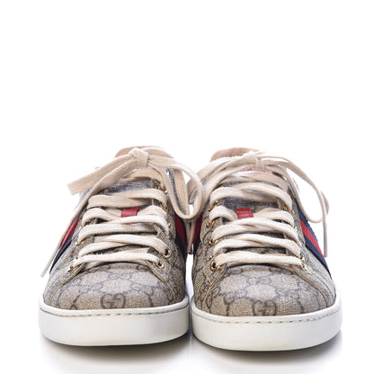 Gucci GG Supreme Monogram Womens Ace Low-Top Sneaker 38 Beige 2 of 8