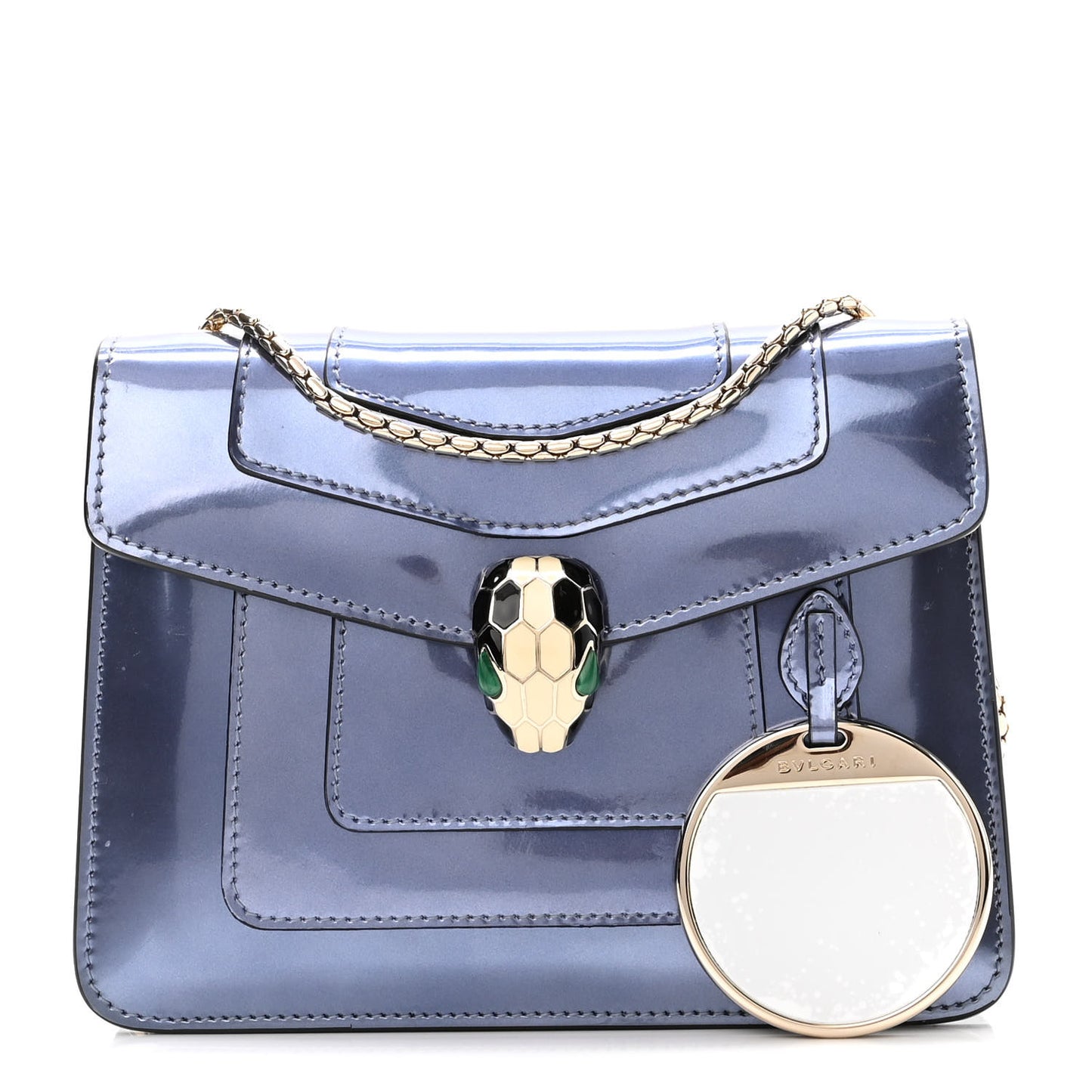 Metallic Calfskin Serpenti Forever Crossbody Bag Blue
