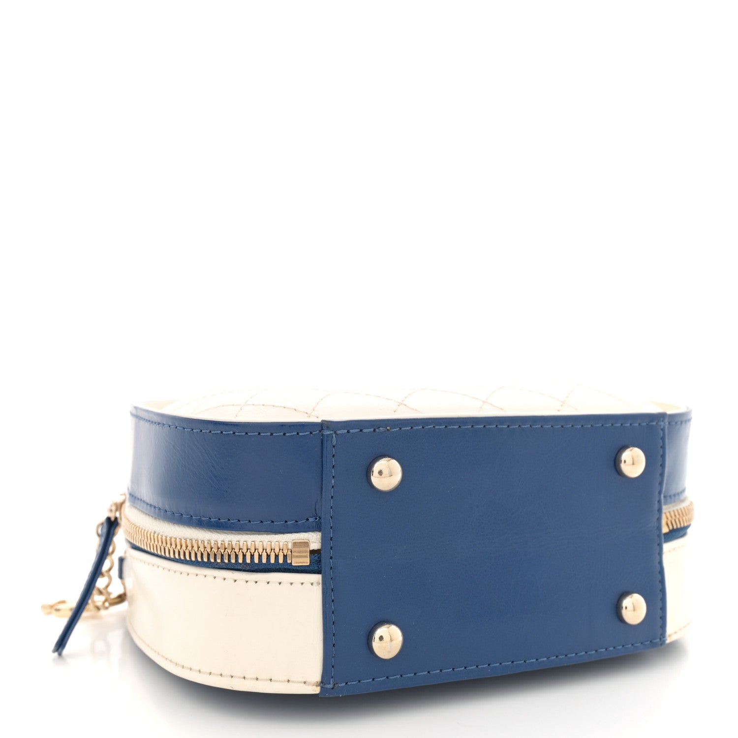 Chanel Calfskin Stitched Vanity Case White Blue 4 of 11