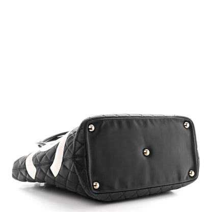 Chanel Calfskin Quilted Large Cambon Tote Black White 4 of 19