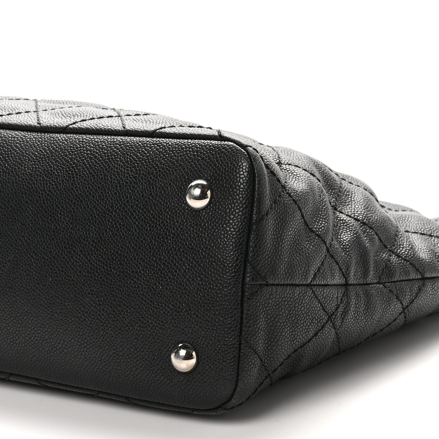 Grained Calfskin Quilted Large Daily Shopping Tote Black Black